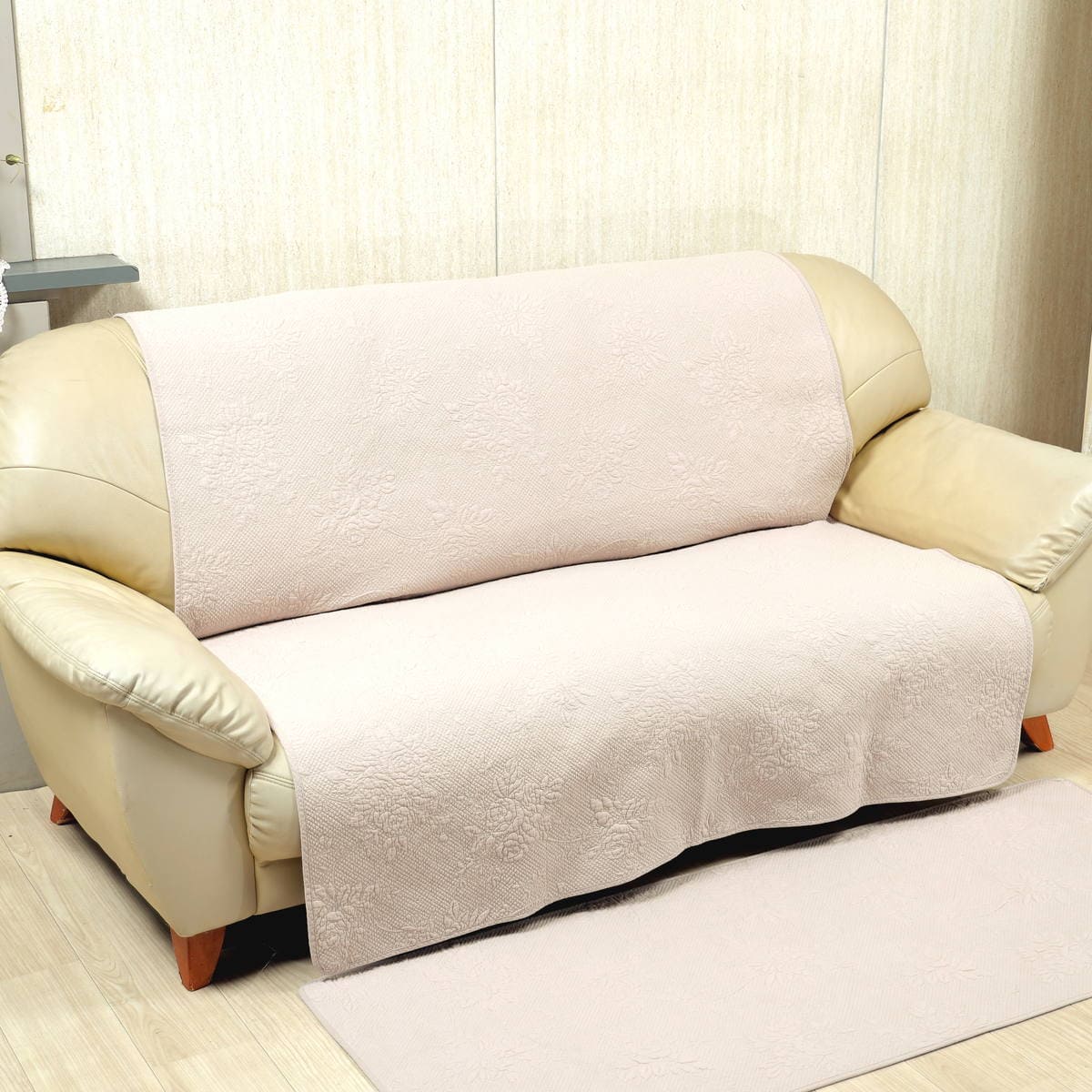 アミブルージュ 綿キルト バラ柄キルトのマルチカバー