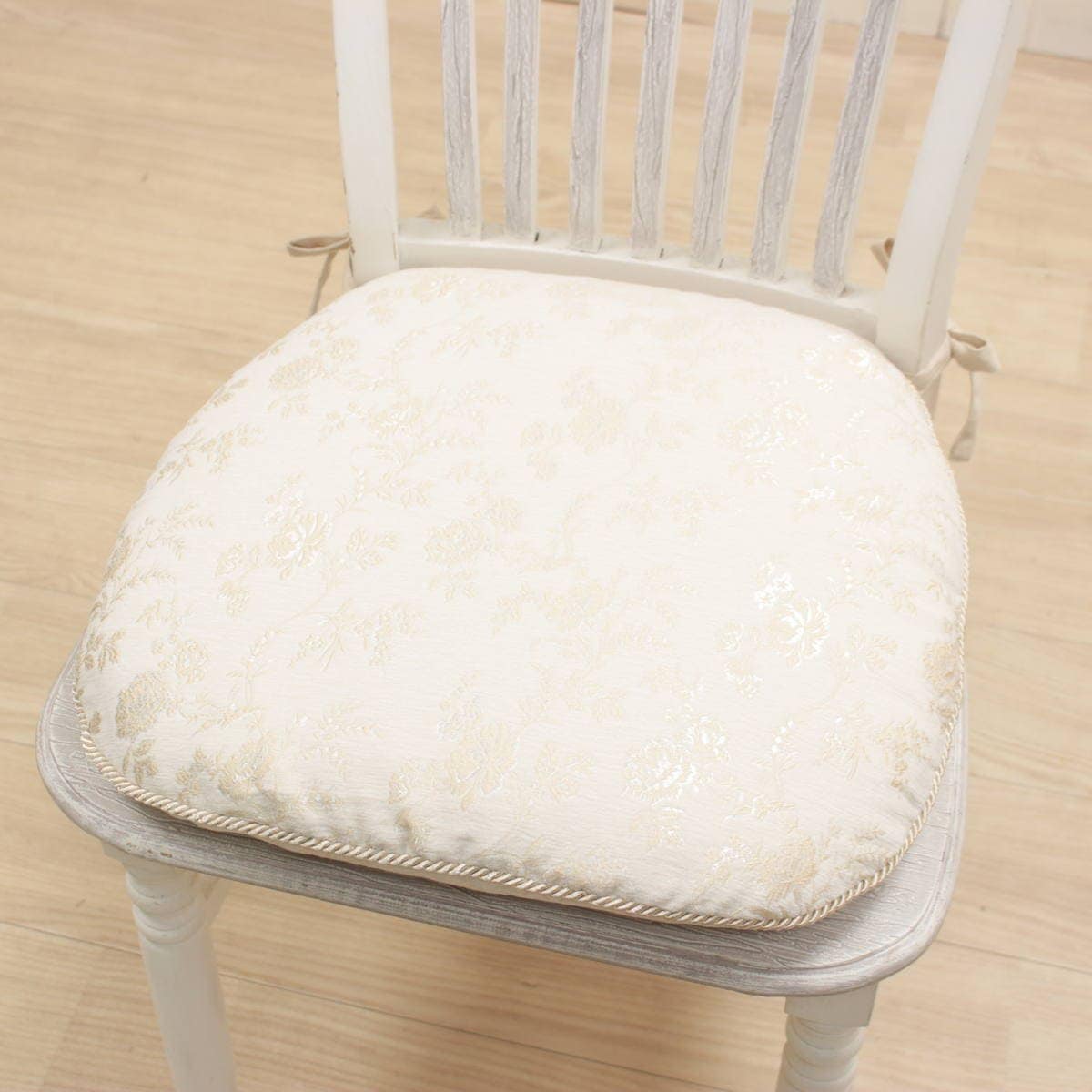 紐付シートクッション シェニール織 約43×45cm [Aurelia]｜インテリア