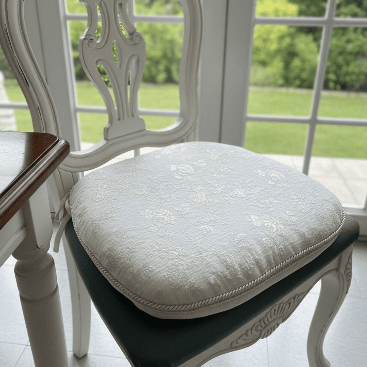 紐付シートクッション シェニール織 約43×45cm [Aurelia]｜インテリア