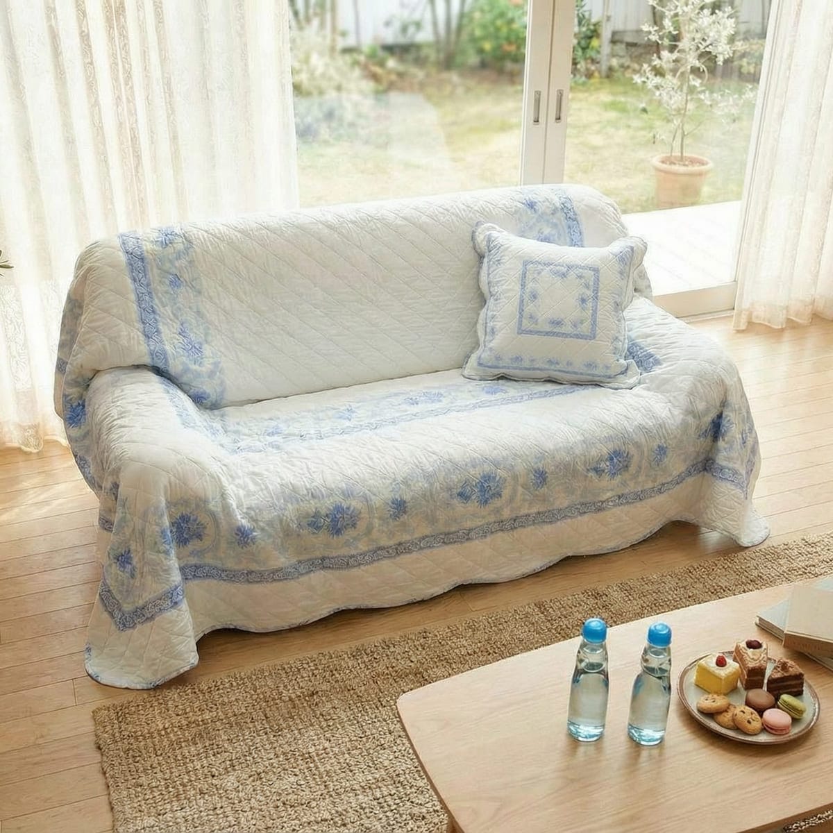 接触冷感キルト マルチカバー 約200×205cm [Toile Frais]｜インテリア