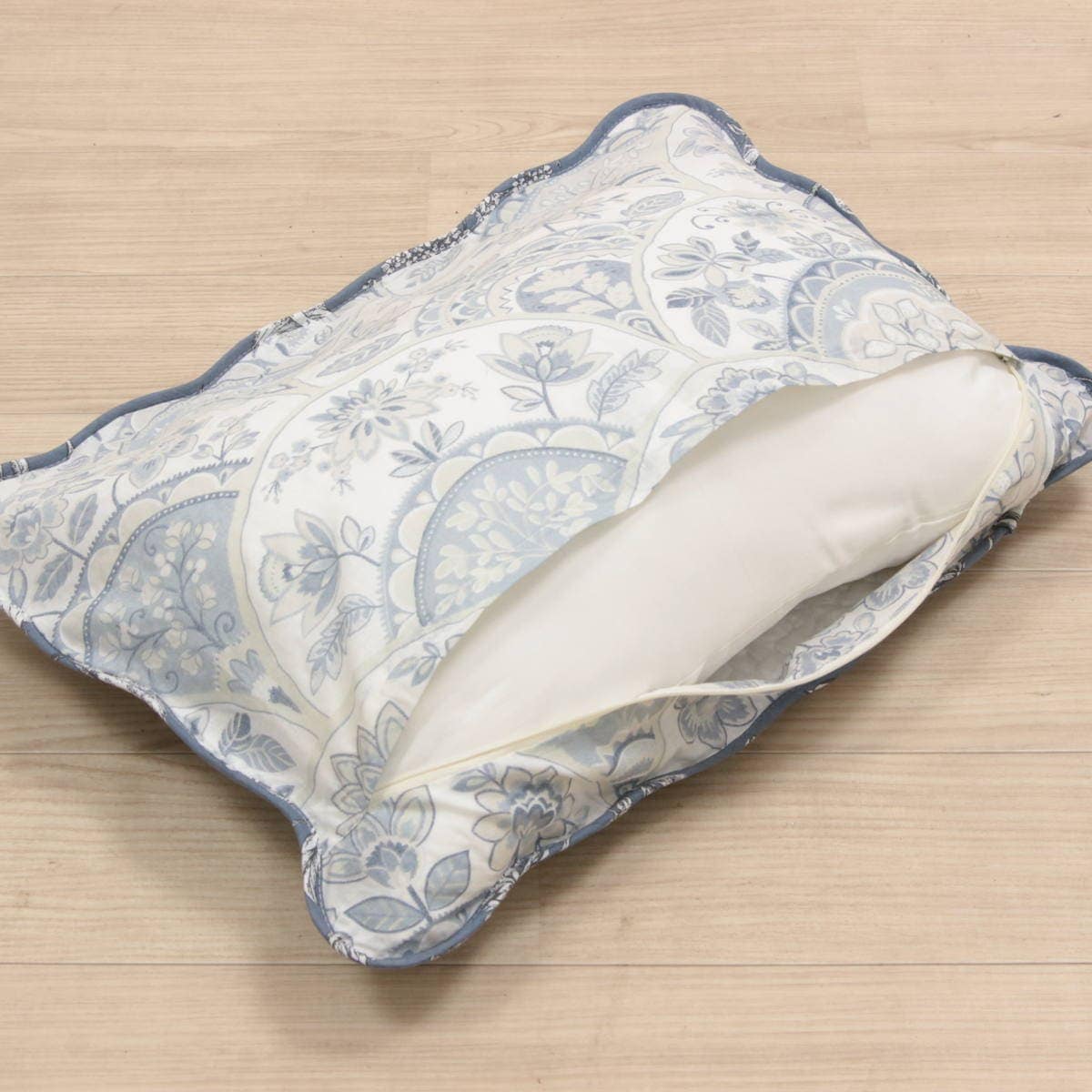 ピローケース ボタニカル柄 くすみブルーキルト 約43×63cm｜インテリア