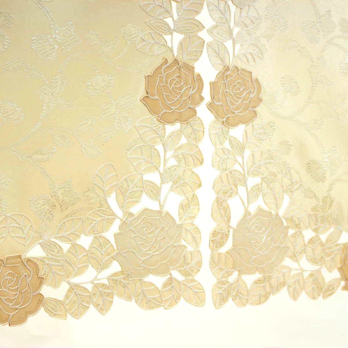 のれん バラ柄コード刺繍 約85×150cm [Rosa Fil]｜インテリアレース