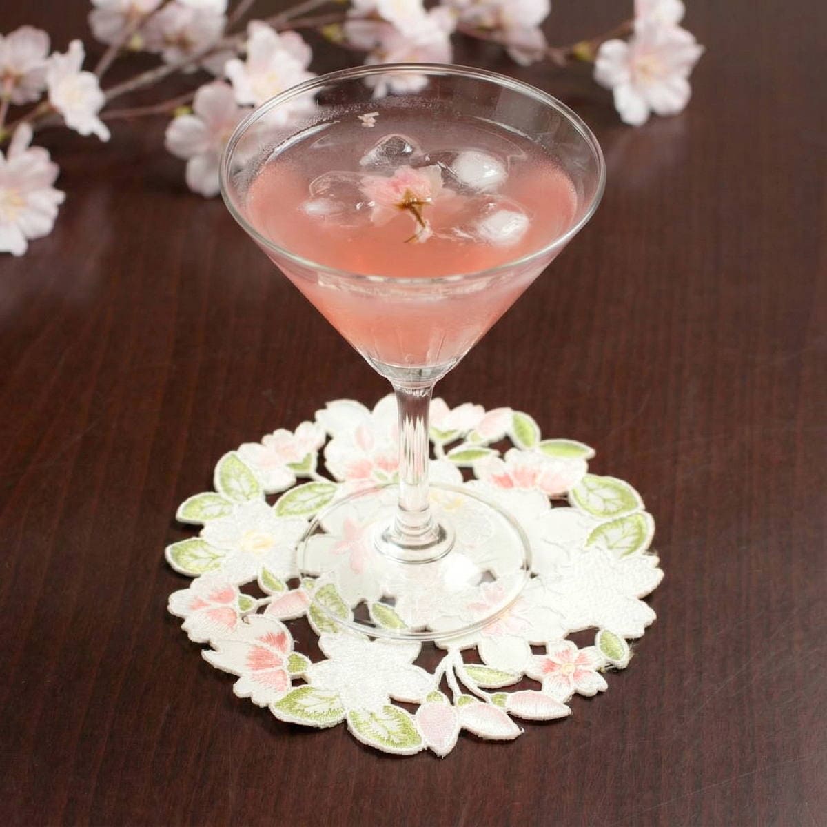 さくら柄コード刺繍のコースター アミブルージュ,コード刺繍,コースター,さくら,桜,sakura,桜綺