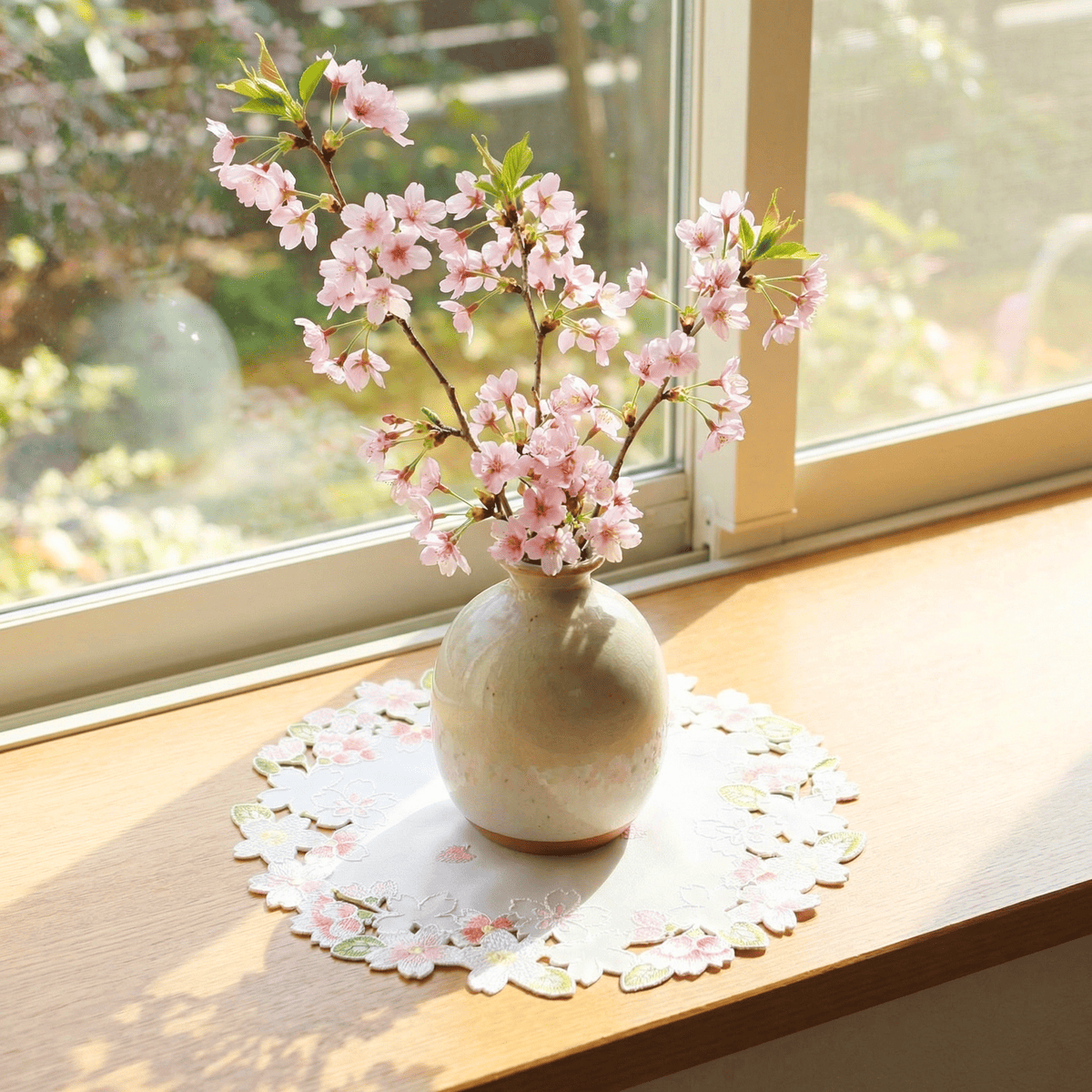 ドイリー コード刺繍 約20cm [桜綺]｜インテリアレース・テーブル