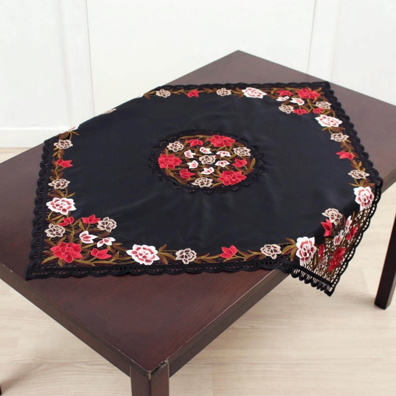 高密度カラー刺繍 テーブルクロス 約85×85cm [ardente]｜インテリア