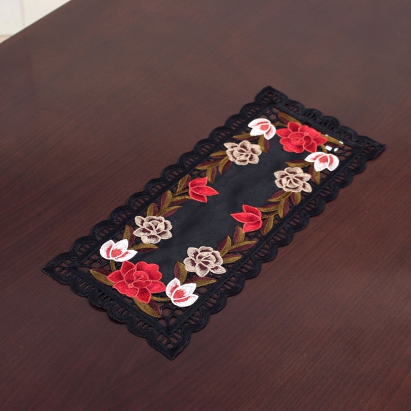 高密度カラー刺繍 テーブルセンター 約20×40cm [ardente]｜インテリア