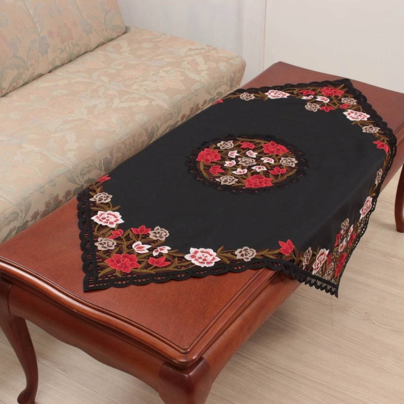 高密度カラー刺繍 テーブルクロス 約85×85cm [ardente]｜インテリア
