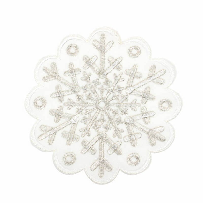 Xmas コード刺繍 コースター 雪の結晶 約12cm / アミ・ブルージュ 