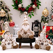 Xmas ドール おすわりサンタ・スノーマン・トナカイ  約29×15cm