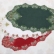 Xmas 刺繍 テーブルセンター 約40×75cm