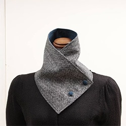 ヘリンボーン柄ツイード ショートマフラー 幅約17cm