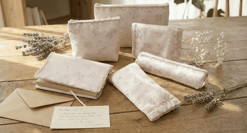 アミブルージュ,ジャカード織,ポーチ,フルールロゼ