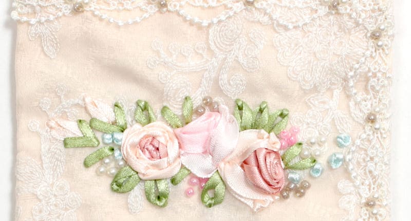 アミブルージュ,ローズ柄,リボン刺繍、エリュレ,ポーチ