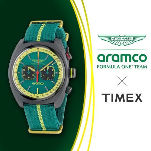 TIMEX x Aston Martin F1 Team - タイメックス DWF ブラック カーボン / ナイロン NATO グリーン ストラップ アストンマーティン 腕時計