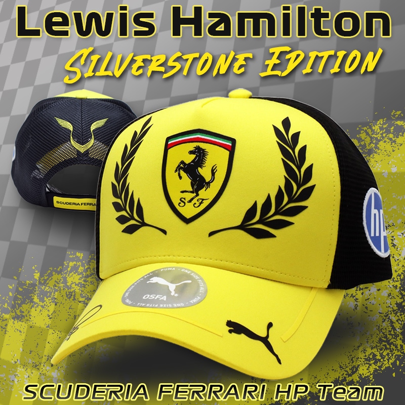 2026 スクーデリア フェラーリ HP チーム ルイス ハミルトン イギリスGP シルバーストーン ベースボール トラッカー キャップ イエロー