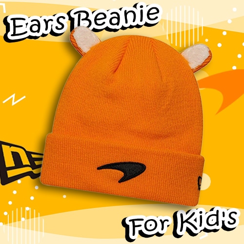キッズ用 2025 マクラーレン F1 チーム 耳付き New Era カフ ビーニー オレンジ