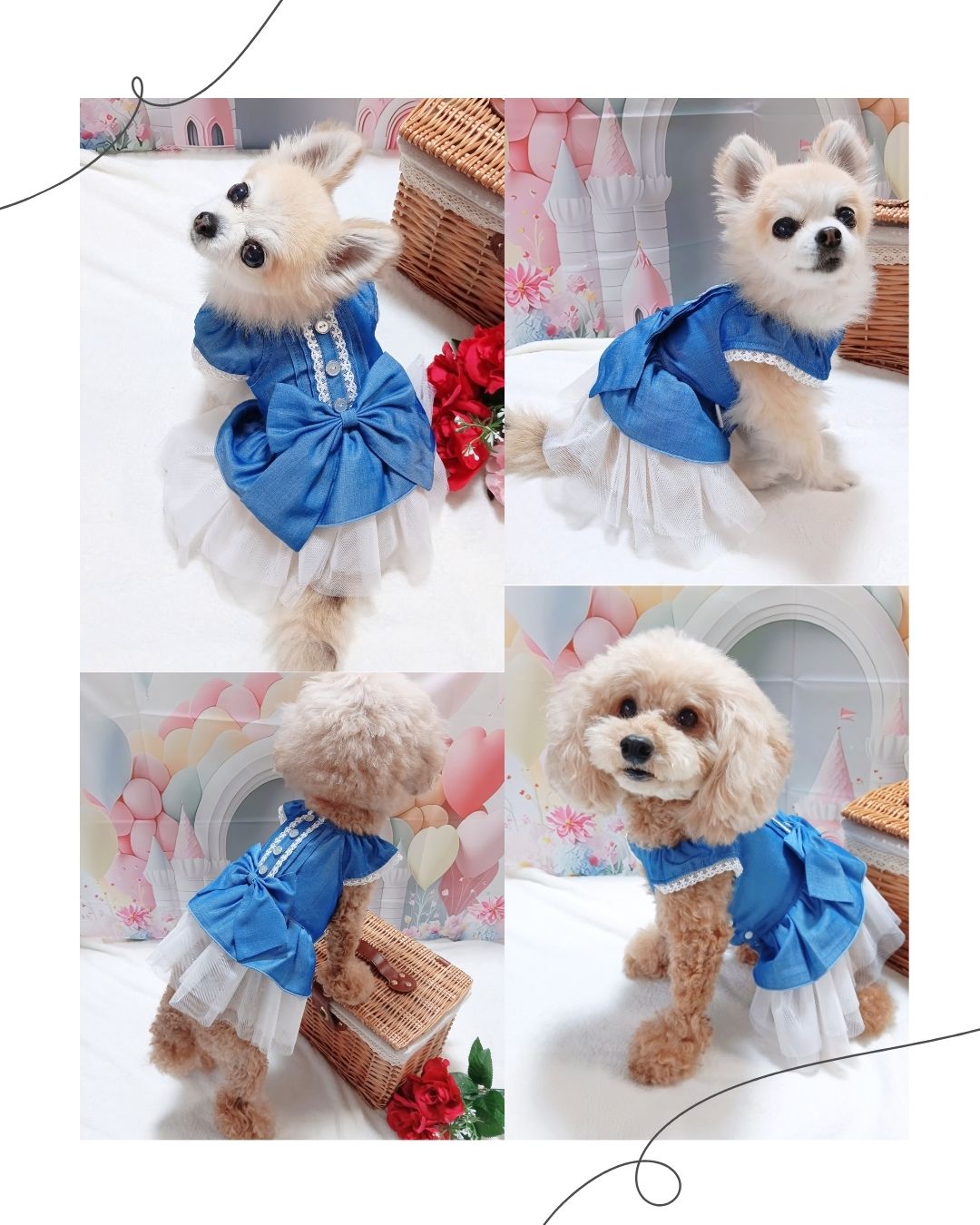 リボンダンガリーワンピース ｜ デニム風 ドッグウェア 犬服 ブランド