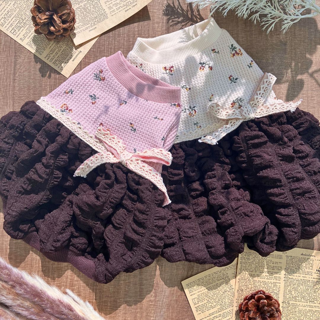 バレンタイン ドッグウェア｜ぽこぽこポップコーンワンピースのディテール