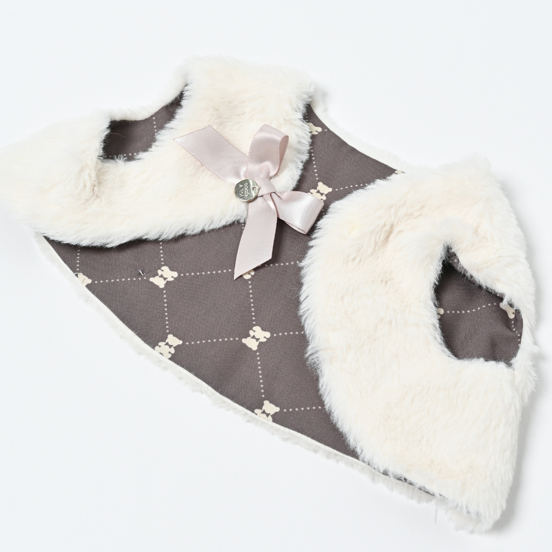 ハートモチーフフェイクファーベスト 裏地