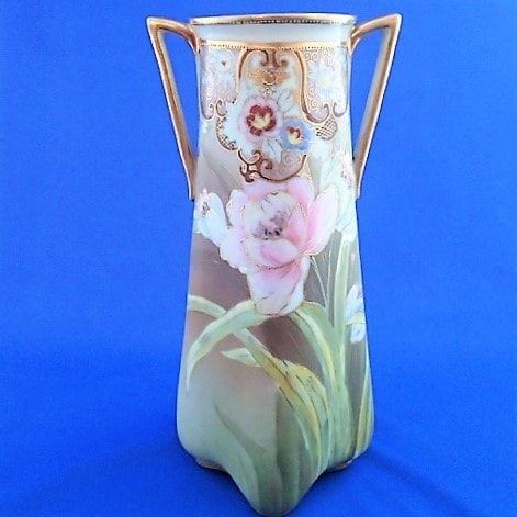 オールドノリタケ　花瓶　金盛　蘭の花-Collection DENDEN (でんでん）