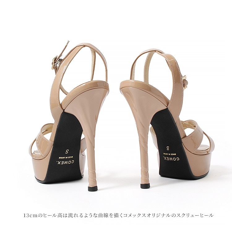 SALE】コメックス 日本製 エナメル 13cmヒール ハイヒール サンダル
