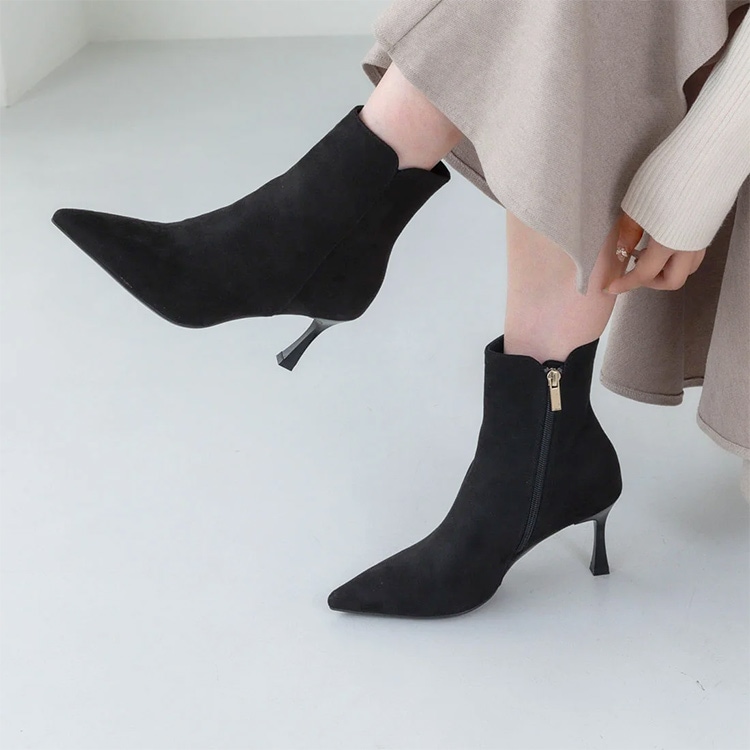 ショートブーツ ポインテッドトゥ 7cmヒール ハイヒール 2025新作