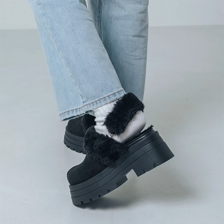 ムートン サンダル 2way サボ 2025新作 厚底 8cmヒール ストラップ