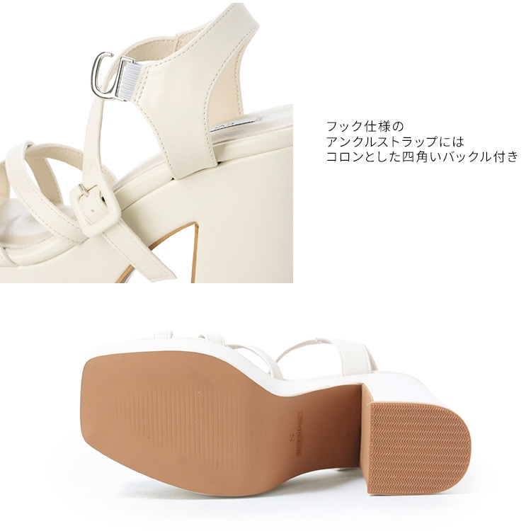 サンダル 厚底 ハイヒール ストラップ チャンキーヒール 13cmヒール
