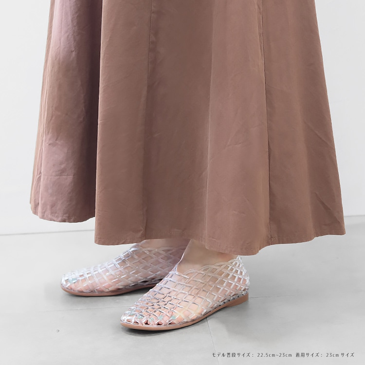 SALE】クリア メッシュ 軽量 フラットパンプス シースルー ぺたんこ