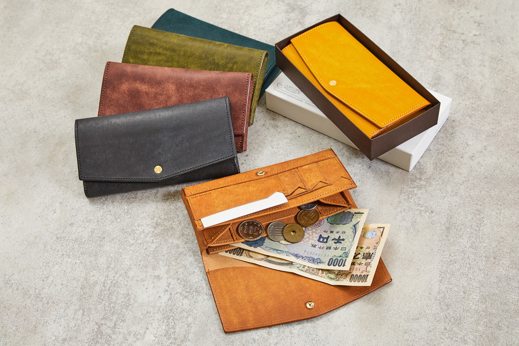 com-ono Slim-008pb プエブロレザー 小さい長財布 ほぼ一万円札サイズ