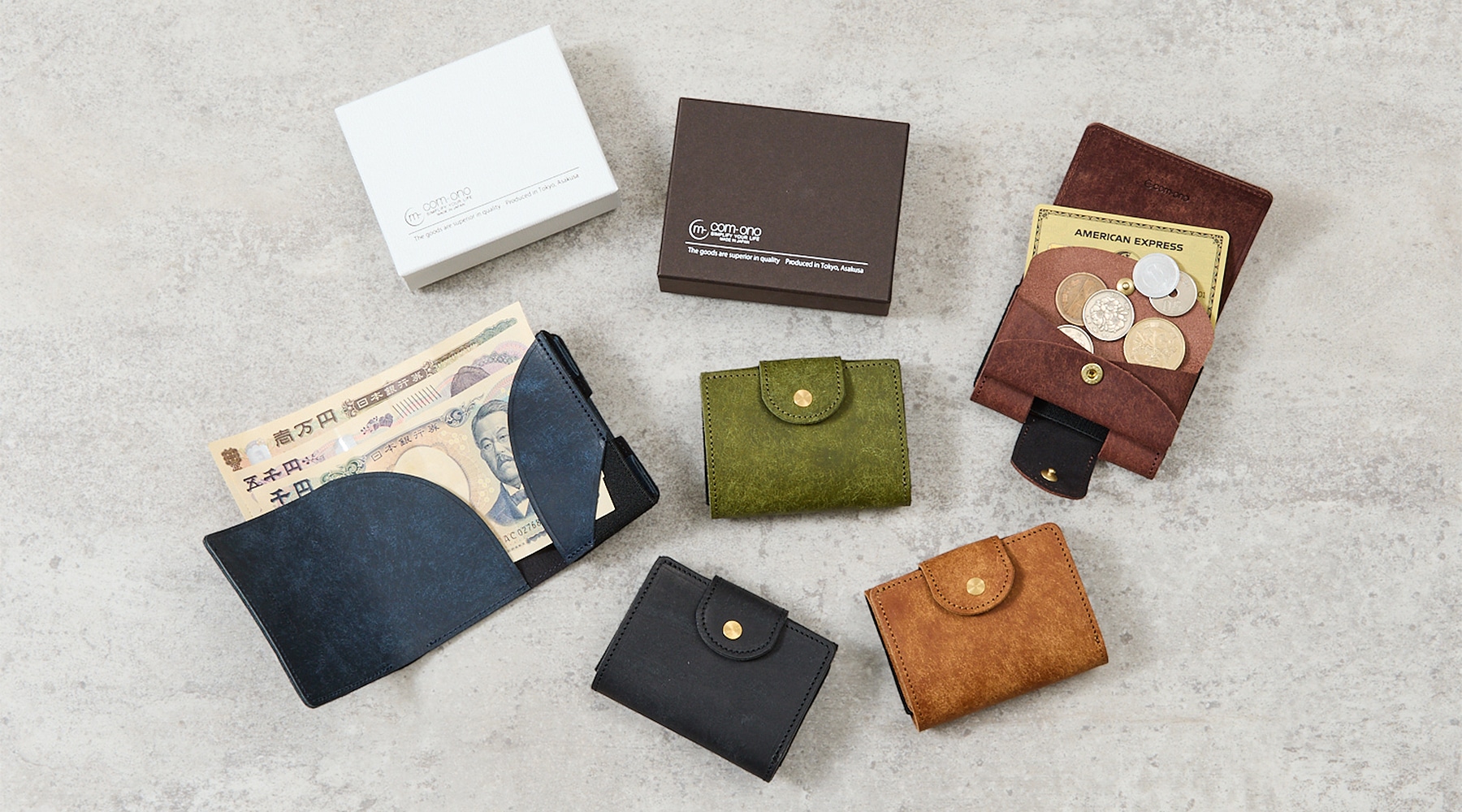 com-ono Tiny-002pb プエブロレザー 三つ折りミニ財布 お札を折らずに収納可能