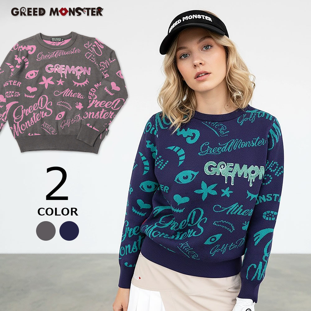 ジャガード総柄長袖ニット【GREED MONSTER】