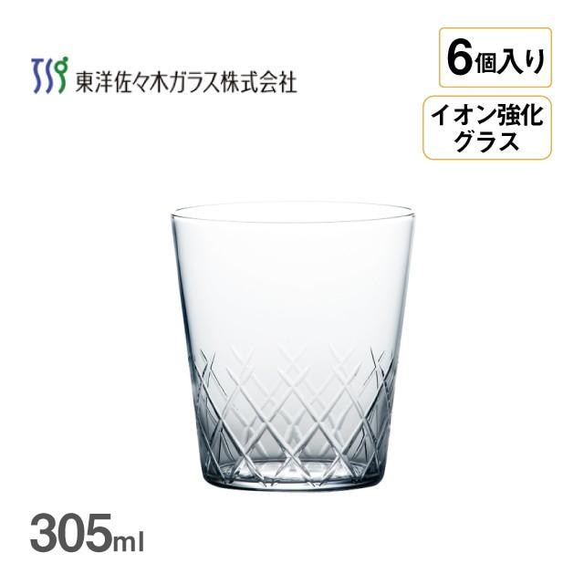 オンザロック 薄氷 矢来カット 305ml 6個入 東洋佐々木ガラス（B-21109CS-C745）