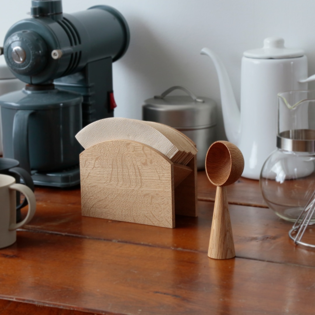 コーヒーメジャースプーン、コーヒーフィルタースタンド （四十沢木材