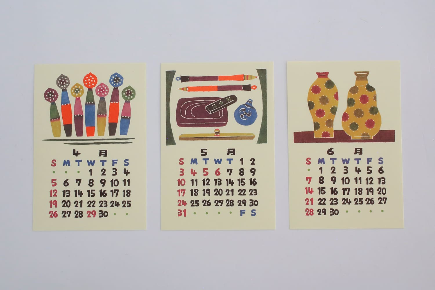 小田中耕一　型染カレンダー（卓上型・印刷版） （手仕事フォーラム）