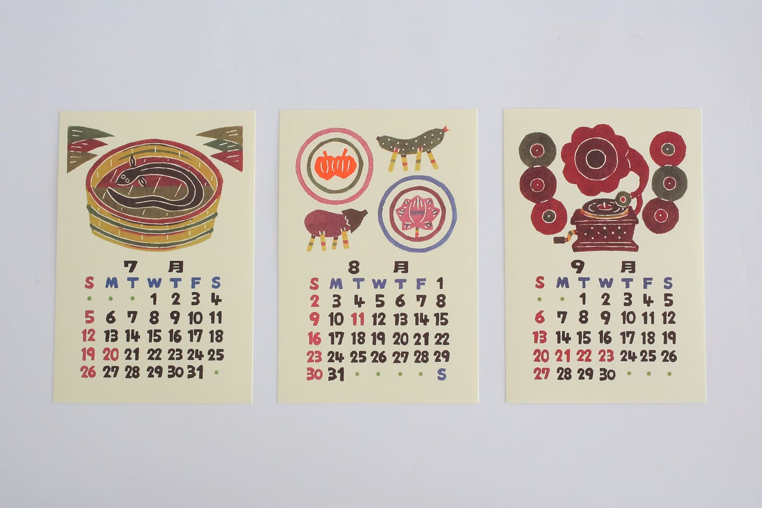 小田中耕一　型染カレンダー（卓上型・印刷版） （手仕事フォーラム）