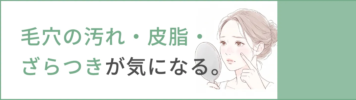 毛穴の汚れ・皮脂・ざらつきが気になる。