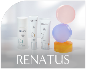 美容医療の考えに基づく、肌に優しいスキンケアシリーズ「RENATUS（レナトス）」
                                                                                     ヒト幹細胞やイデベノン、リノール酸レチノールなどの人気成分を配合したスキンケア化粧品が肌本来の力を呼び覚まし、
                                                                                     美しい素肌へ導きます