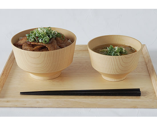 ポイント10倍】 白樹 抗菌 汁椀＆丼セット