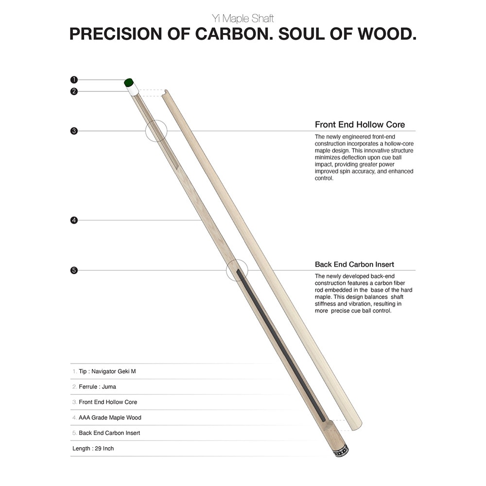 Yi 翼 キュー チューリップウッド 牛革 11山｜ビリヤード 通販 キュー