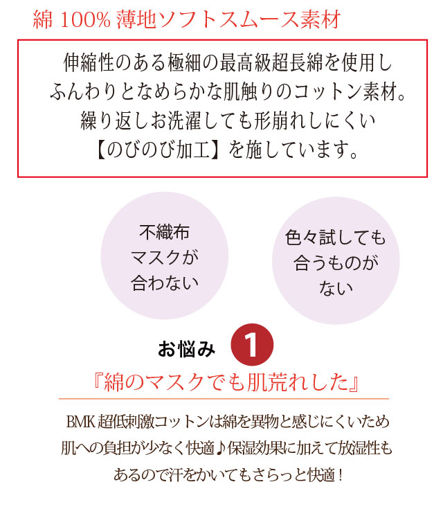 肌に優しい綿100％立体マスク - アトピー 敏感肌専門肌着のクオーレ