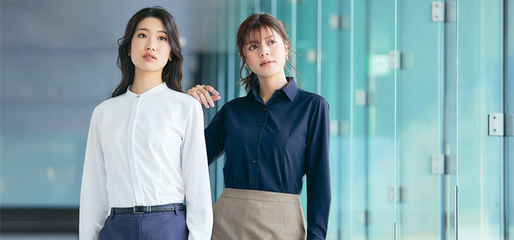 長袖・七分袖・半袖が揃う事務服用ブラウス｜オフィス制服に最適