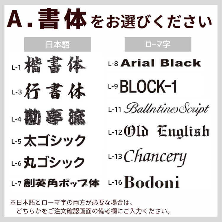 刺繍ネーム 書体