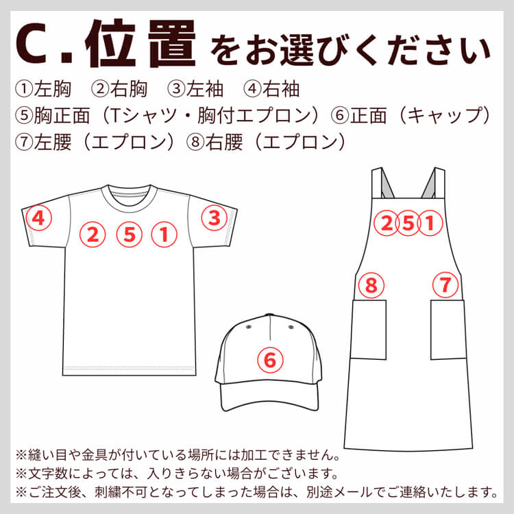 刺繍ネーム 位置