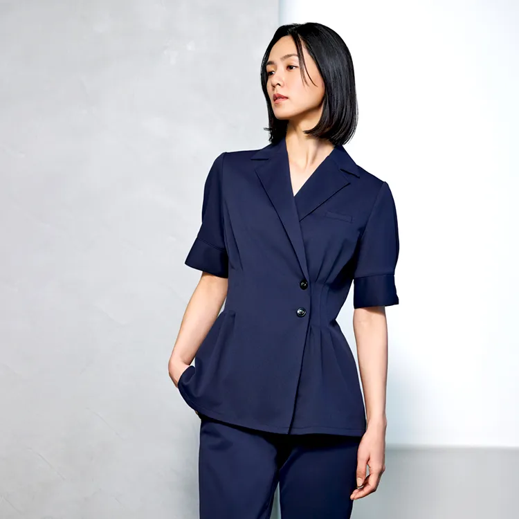エステ制服ジャケット 半袖｜チュニック・高通気素材・伸縮性性に優れ
