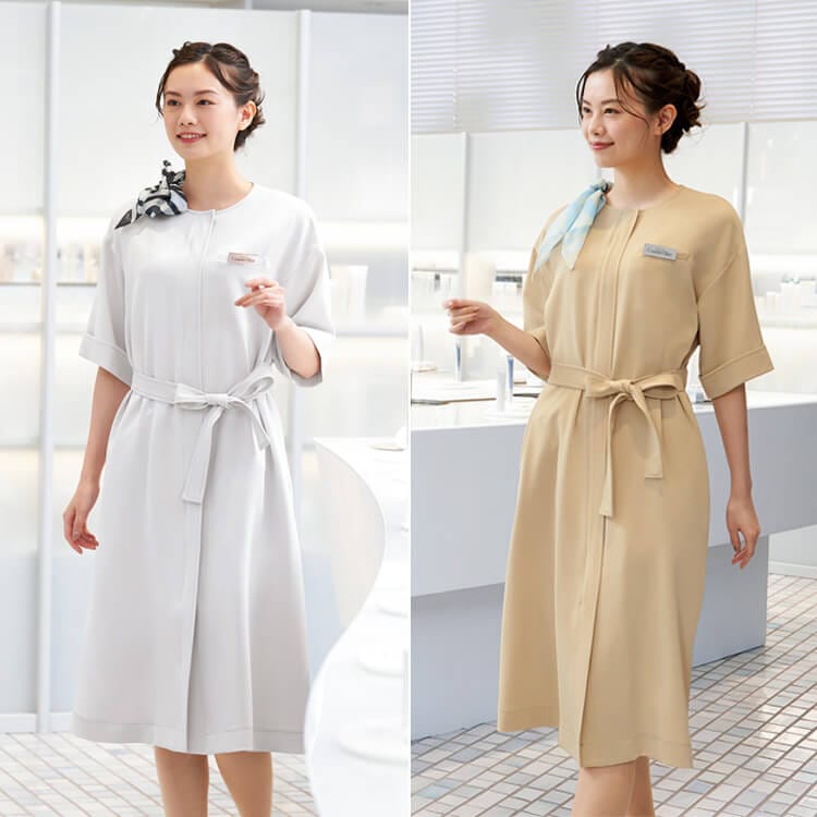 販売員ワンピース ストレッチ素材 吸汗速乾 制服
