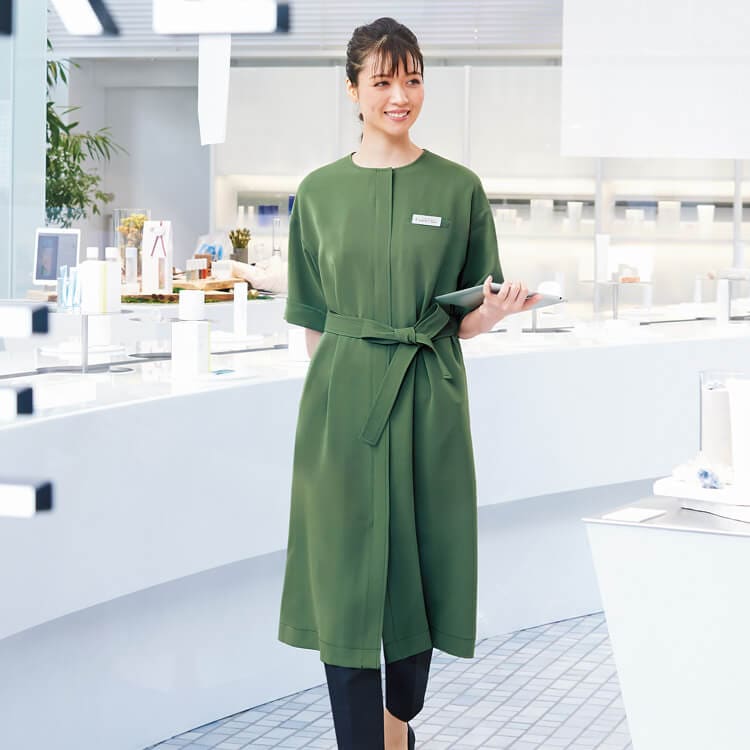 ハネクトーン 7735 エステ制服 ワンピース ECO素材 制菌加工 接客ユニフォーム