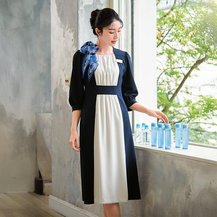 エステサロン ワンピース レディース ストレッチ素材 制服【e-UNIFORM】