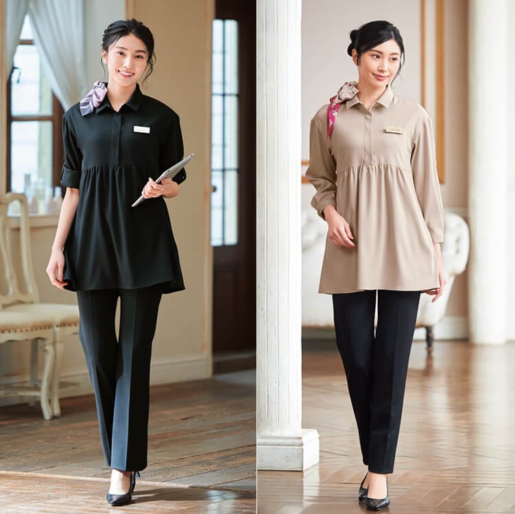 エステユニフォーム チュニックシャツ ストレッチ素材 上品なレディース制服【e-UNIFORM】
