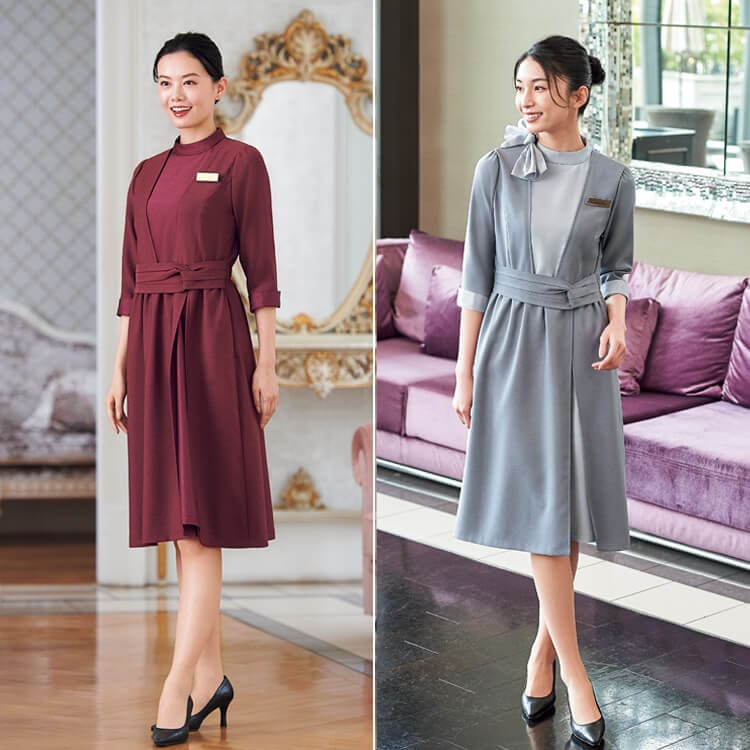 エステサロンユニフォーム｜美しいドレープとストレッチで快適なワンピース制服